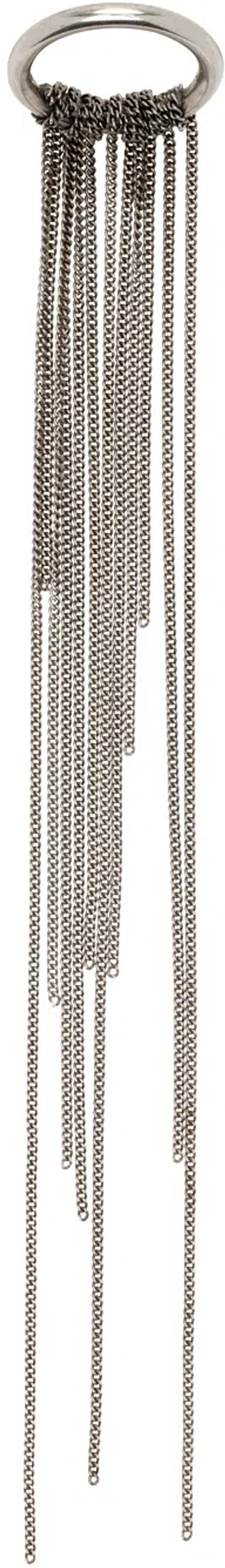 Ann Demeulemeester Silver Atke Long Chains Ring In 070 Antique Silver