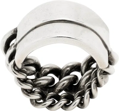 Ann Demeulemeester Silver Ize Double Chains Ring In 070 Silver