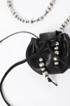 Ann Demeulemeester Sindri Silver Necklace With Small Leather Bag Pendant In Multi
