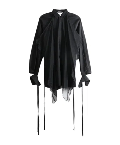 Ann Demeulemeester Sini Lace-trim Pleated Shirt In Black