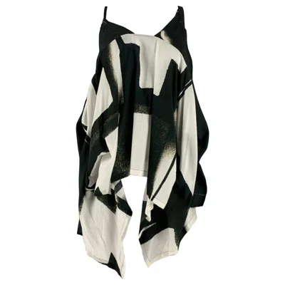 Pre-owned Ann Demeulemeester Size 6 Black White Viscose Abstract Casual Top