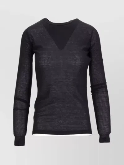 Ann Demeulemeester Slim Fit Long Sleeves T-shirt Viscose Cotton In Black