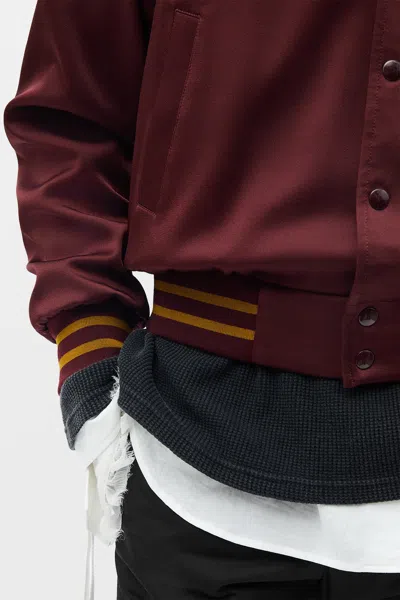 Ann Demeulemeester Slim Fit Raglan Bomber In Burgundy