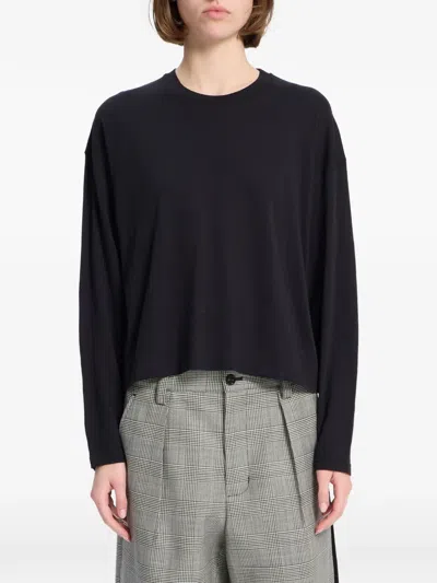 Ann Demeulemeester Slogan-print Long-sleeve T-shirt In Black