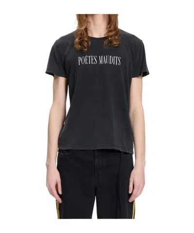 Ann Demeulemeester Slogan-print Washed-out T-shirt In Black
