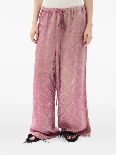 Ann Demeulemeester Sofi Damask-jacquard Trousers In Pink