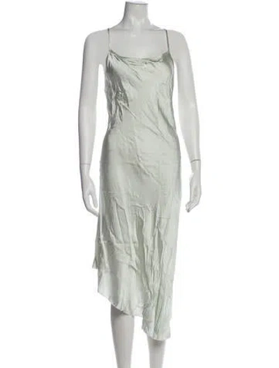 Pre-owned Ann Demeulemeester Square Neckline Long Dress In Green