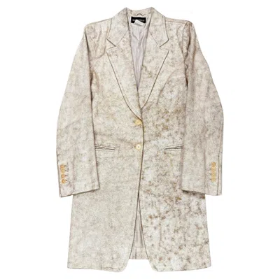 Pre-owned Ann Demeulemeester S/s 2002  Distressed Cracked Leather Coat In Sand