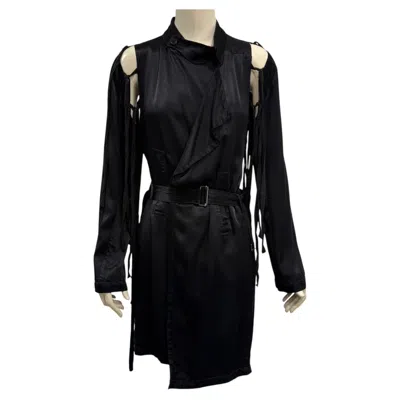 Pre-owned Ann Demeulemeester S/s2005  Runway Cut-out Belted Coat In Black
