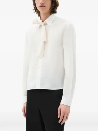 Ann Demeulemeester Stack Tie-detail Shirt In White