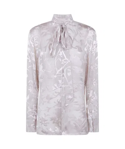 Ann Demeulemeester Standing Collar Long Shirt In Neutral