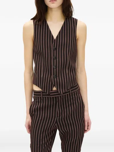 Ann Demeulemeester Stanse Pinstripe Waistcoat In Black