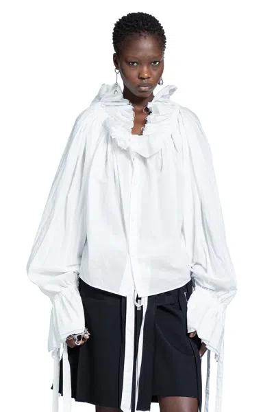 Ann Demeulemeester Stee Ruffled Drawstring Top In White