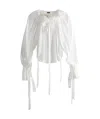 Ann Demeulemeester Stee Ruffled Drawstrings Light Cotton Top In White