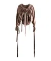 Ann Demeulemeester Stee Ruffled Drawstrings Stain Washed Top In Brown