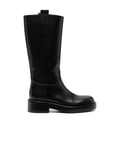Ann Demeulemeester Stein Mid-calf Almond-toe Boots In Black