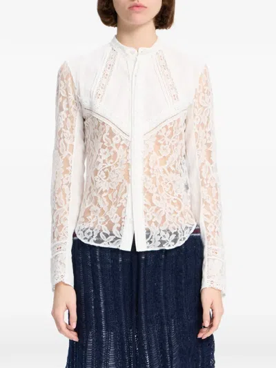Ann Demeulemeester Storma Lace-panelled Shirt In White