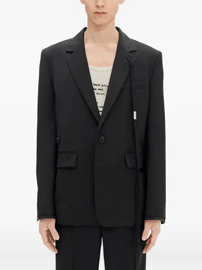 Ann Demeulemeester Strap-detail Wool Blazer In Black
