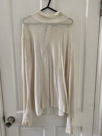 Pre-owned Ann Demeulemeester Stretch Long Sleeve With Velvet Zip In Ivory