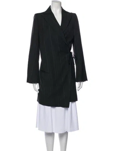 Pre-owned Ann Demeulemeester Striped Blazer In Green