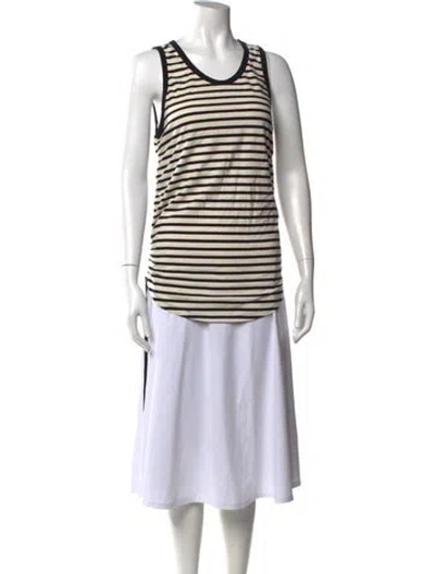 Pre-owned Ann Demeulemeester Striped Crew Neck Top In Neutrals