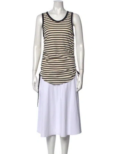 Pre-owned Ann Demeulemeester Striped Crew Neck Top W/ Tags In Neutrals