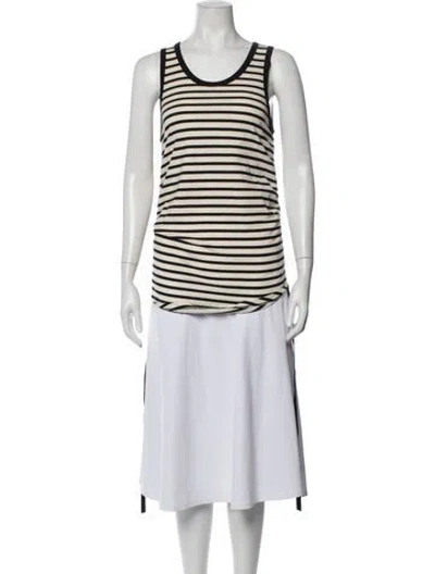 Pre-owned Ann Demeulemeester Striped Crew Neck Top W/ Tags In Neutrals
