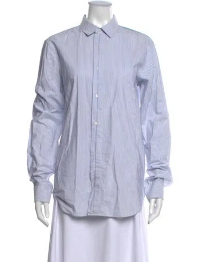 Pre-owned Ann Demeulemeester Striped Long Sleeve Button-up Top In Blue