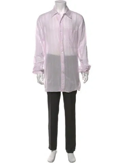 Pre-owned Ann Demeulemeester Striped Long Sleeve Dress Shirt In Pink