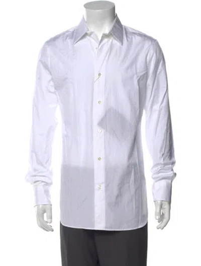 Pre-owned Ann Demeulemeester Striped Long Sleeve Dress Shirt W/ Tags In White