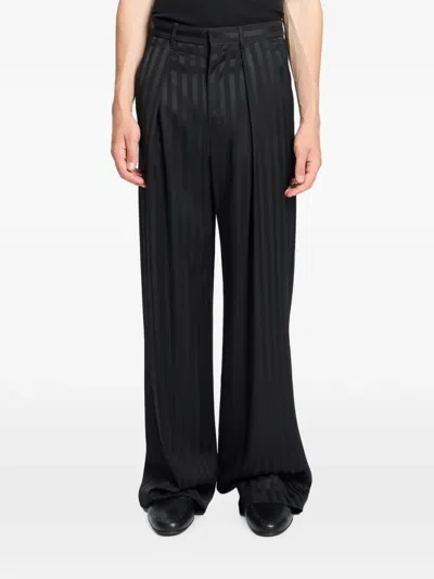 Ann Demeulemeester Striped Pleated Trousers In Black