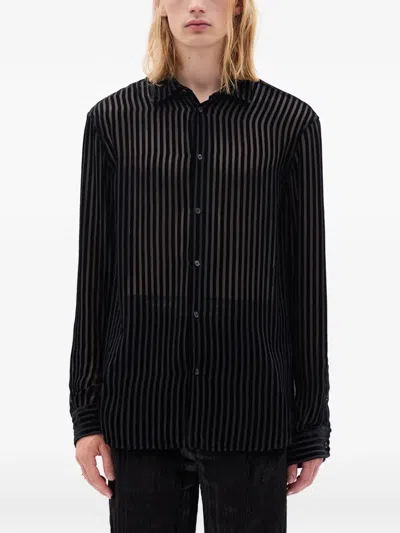 Ann Demeulemeester Striped Shirt In Black