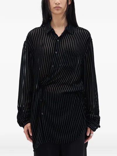 Ann Demeulemeester Striped Shirt In Black