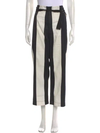 Pre-owned Ann Demeulemeester Striped Wide Leg Pants In Black