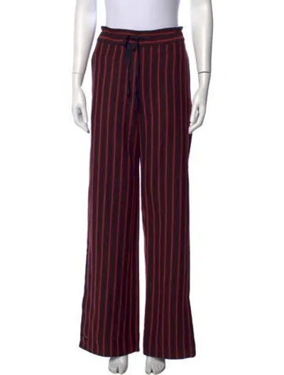 Pre-owned Ann Demeulemeester Striped Wide Leg Pants W/ Tags In Red