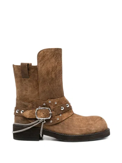 Ann Demeulemeester Studded-embellishment Boots In Brown