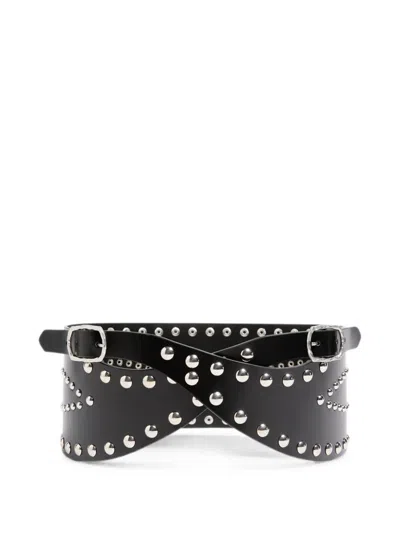 Ann Demeulemeester Stud-embellished Leather Belt In Black