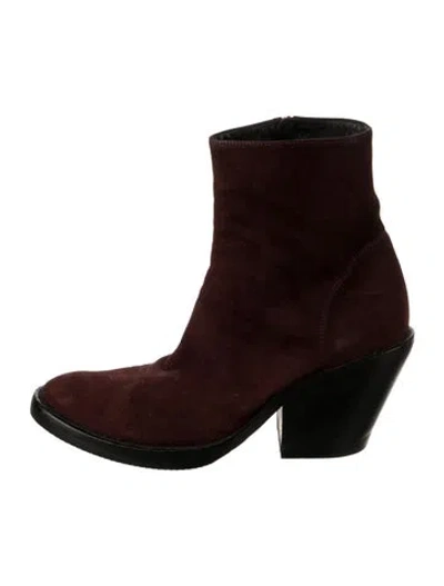 Pre-owned Ann Demeulemeester Suede Boots In Burgundy