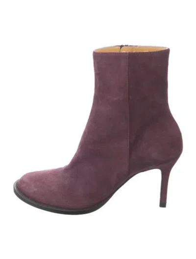 Pre-owned Ann Demeulemeester Suede Boots In Burgundy/purple
