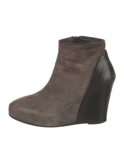 Pre-owned Ann Demeulemeester Suede Colorblock Pattern Boots In Brown