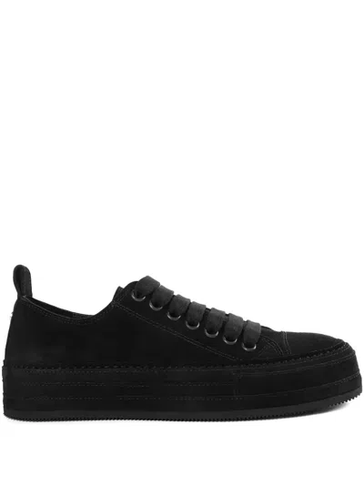 Ann Demeulemeester Suede Lace-up Sneakers In Black