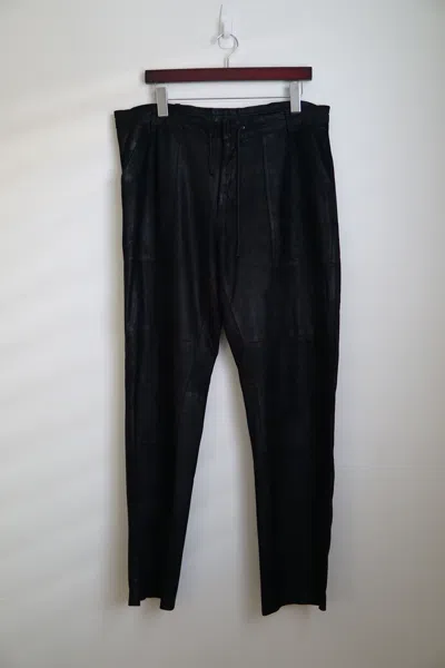 Pre-owned Ann Demeulemeester Suede Leather Pants In Black