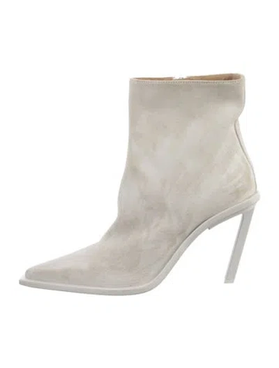 Pre-owned Ann Demeulemeester Suede Printed Boots In White