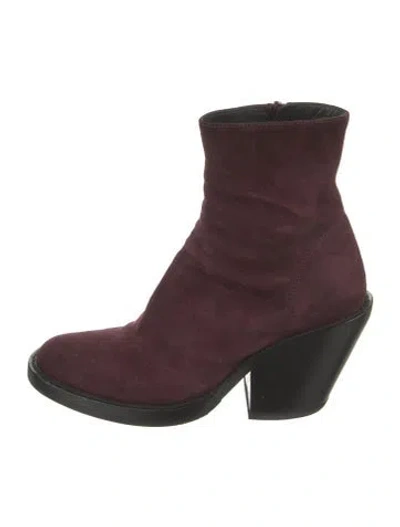Pre-owned Ann Demeulemeester Suede Sock Boots In Burgundy