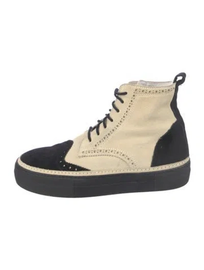 Pre-owned Ann Demeulemeester Suede Wedge Sneakers In Neutral