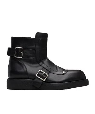 Ann Demeulemeester Sune Buckle-detail Biker Boots In Black