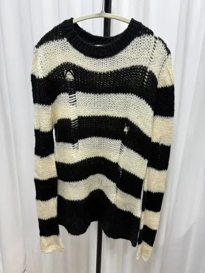 Pre-owned Ann Demeulemeester Sz 40  Distressed Knitwear Sweater In Multi