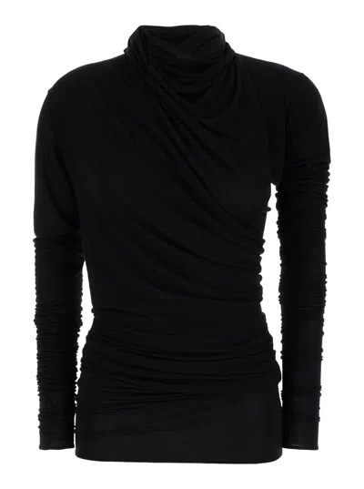 Ann Demeulemeester Tatiana Standard Long Twist Top In Black
