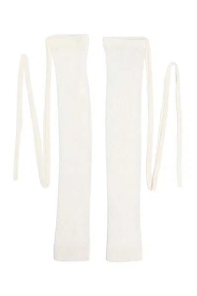 Ann Demeulemeester Tella Ajoure Knit Leg Warmers In White