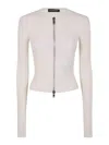 Ann Demeulemeester Terna Cropped Zipped Cardigan Cotton In White